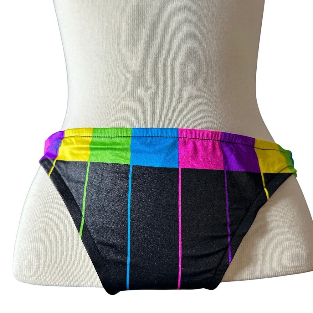 Vintage y2k/90s Bikini Bottom OP Black Muticolor Stripe 
Women’s Size 11/Med